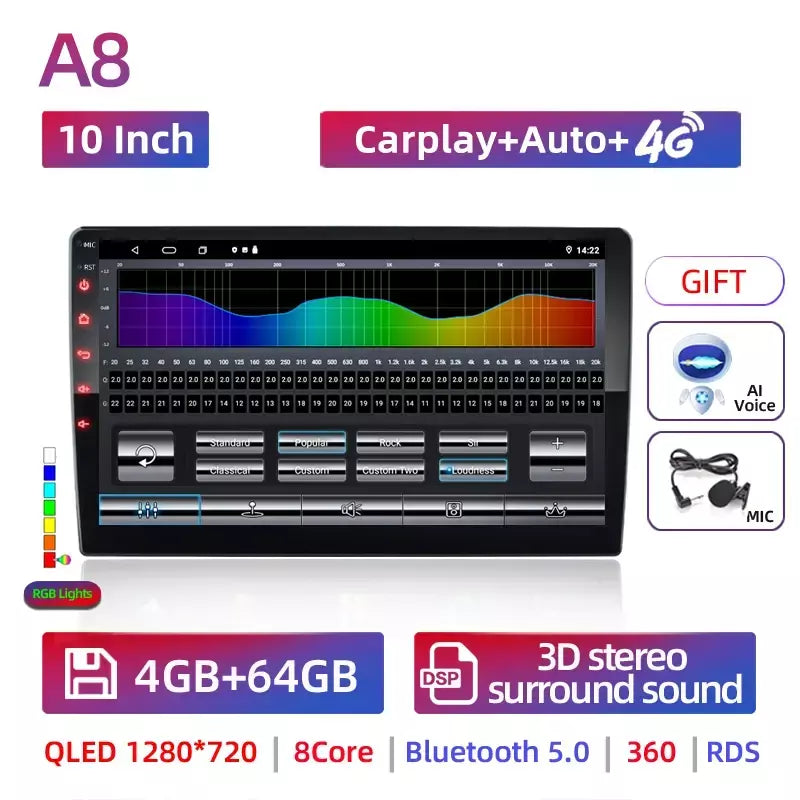 Android 13 2 din rádio do carro carpla auto 7 9 10 13.1 Polegada universal wifi gps áudio reprodutor multimídia para nissan toyota kia honda