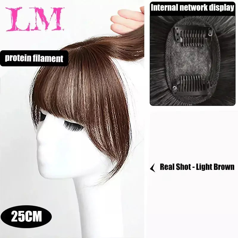 Lm fino 3d ar franja de cabelo em linha reta puro franja clipe em extensões de cabelo topper franja 3d invisível sem costura cabeça peruca de cabelo