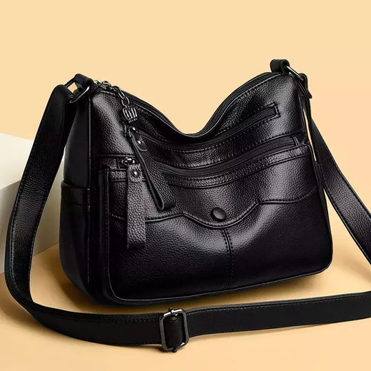 Bolsa de ombro de couro macio para mulheres, grande capacidade, bolsa mensageiro, alta capacidade, nova moda, mãe transfronteiriça, 20024