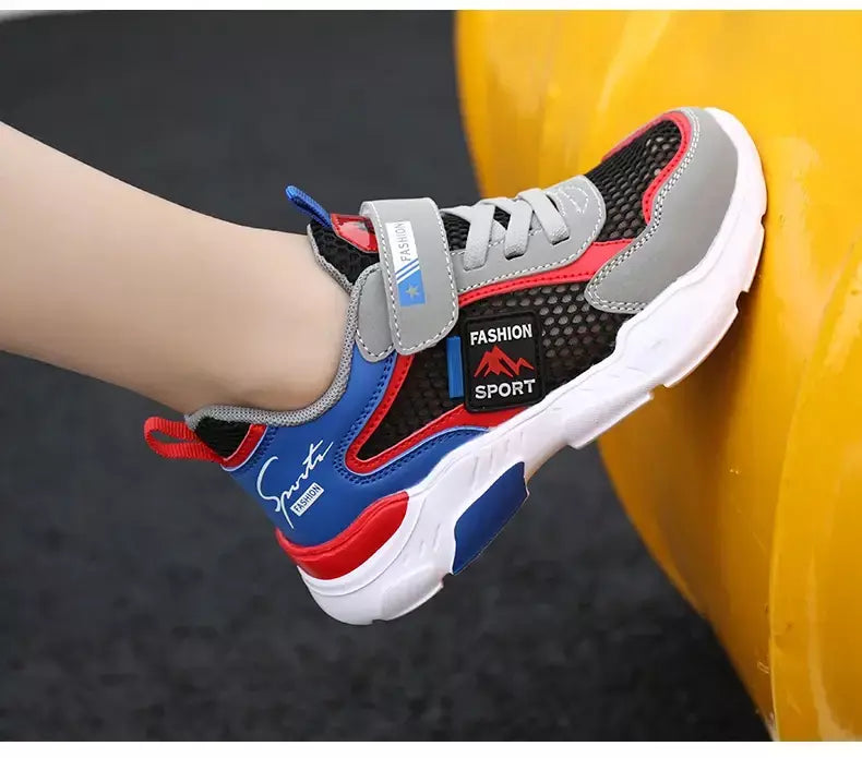 Única rede crianças sapatos meninos tênis verão respirável superfície antiderrapante meninas tênis casuais esportes correndo sapatos ao ar livre