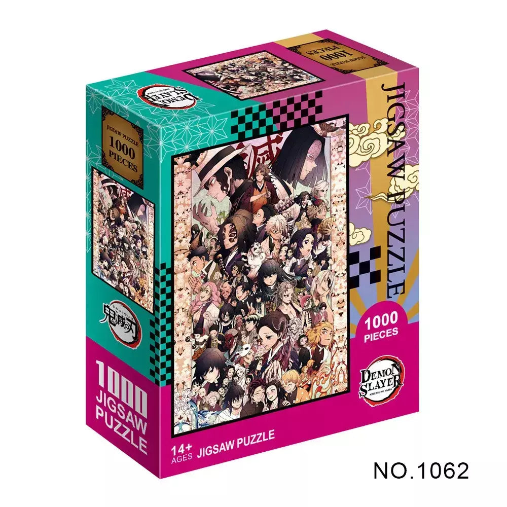 500/1000 peças quebra-cabeças para adultos demon slayer anime japonês série kimetsu dos desenhos animados crianças brinquedos educativos iluminar presentes