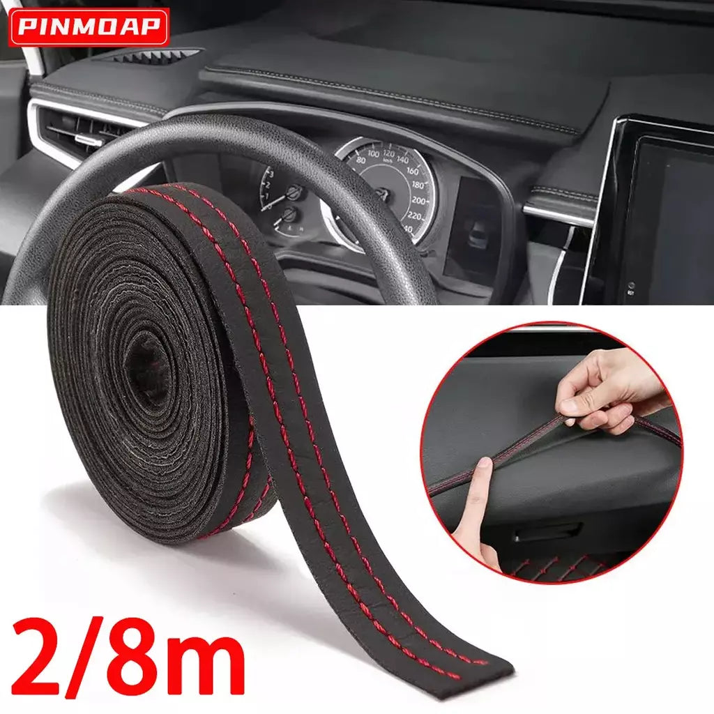 Molduras de carro guarnição 2/8m couro do plutônio auto-adesivo moldagem guarnição para porta painel adesivo linha decorativa estilo interior do carro