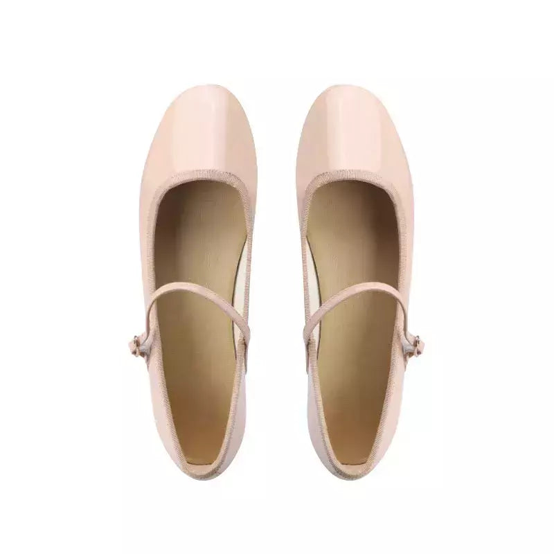 Sapatilhas Mary Jane para mulheres, sapatilhas de couro brilhante, dedo do pé redondo, sapatilhas femininas, dança, bola, nupcial, casamento