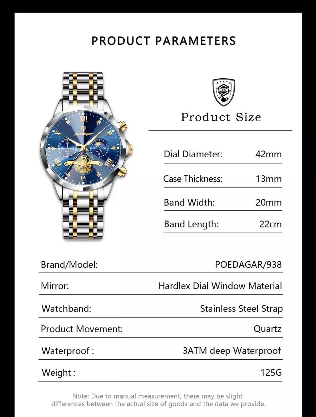Poedagar luxo relógio masculino topo original à prova dwaterproof água luminosa cronógrafo homem relógio de pulso aço inoxidável quartzo relógios masculinos reloj