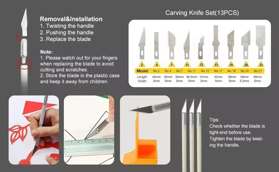 Modelo 3d ferramenta de moagem rebarbação kit faca gravura ferramenta escultura diy arquivo cortador raspador ferramenta corte 3d impressão kit ?