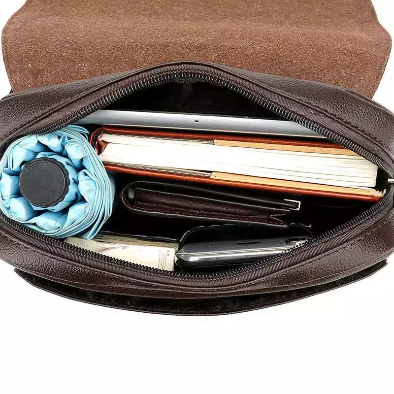 Bolsa de couro para homens, bolsa mensageiro vintage, bolsa crossbody casual, bolsa de negócios, marca de luxo, clássica, nova, promoção