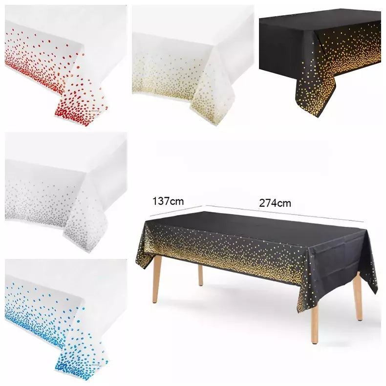 Descartável Bronzing Black Dots Toalha De Mesa, Decoração Suprimentos, Aniversário, Casamento, Dourado, Rosa, Ouro, Prata, Banquete
