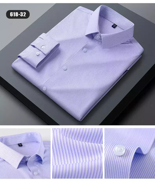 Camisas sem costura de alta qualidade masculina, manga longa, fina, casual, luxo