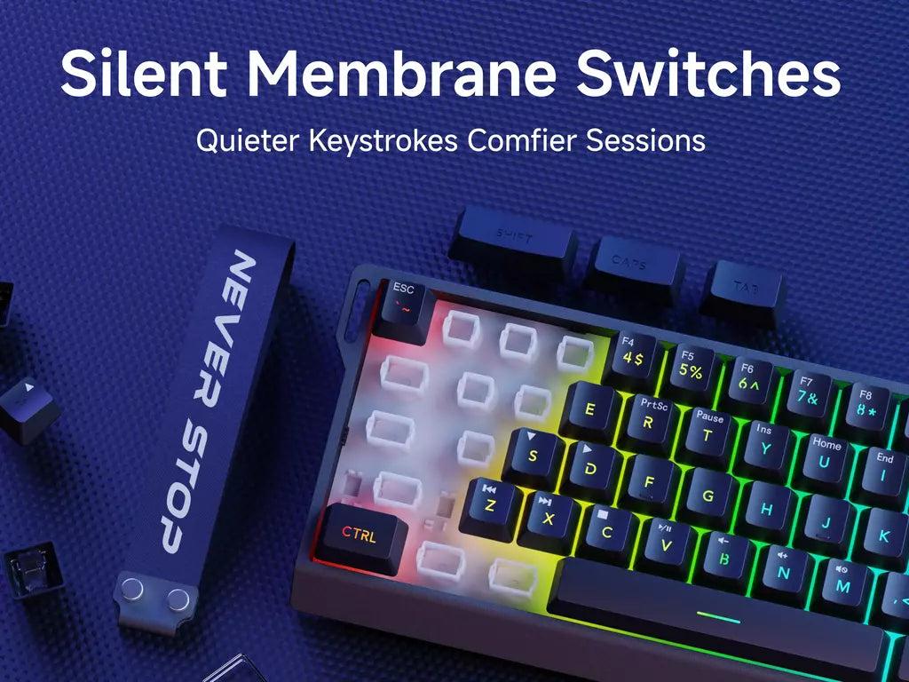 EWEADN F61 Teclado com fio 61 teclas RGB Pequeno e portátil computador para jogos de escritório Teclado de escritório silencioso Conexão USB Três cores