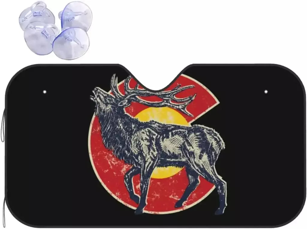 Mountain Colorado Flag Pattern Car Sun Shade Front Window Sunshade for Most Sedans SUV Blocks Max Uv Rays Keep Vehicle Cool