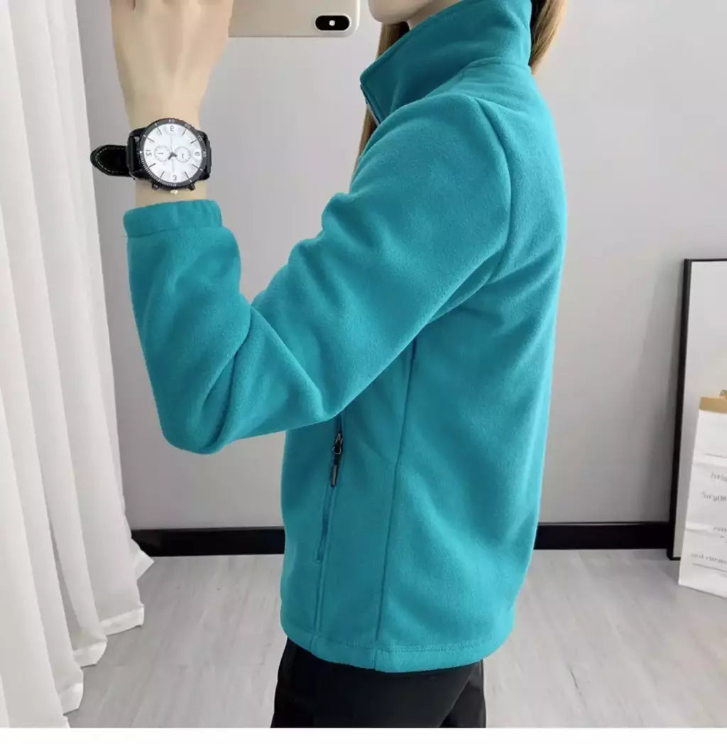 Casacos de lã tamanho grande para mulheres, cardigã quente, roupas esportivas casuais ao ar livre, caminhadas, jogging, ioga, jaquetas femininas, inverno, primavera