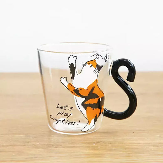 Cat Glass Coffee Mug with Handle, 250ml, Bonito, Leite, Chá, Suco, Água, Chávena, Casa, Cozinha, Escritório, Drinkware, Tumbler Gift