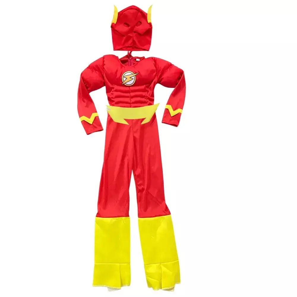 Halloween conjunto de super-heróis flash músculo fantasia vestido unisex fantasia carnaval festa cosplay trajes fantasia vestido chapelaria máscara conjuntos