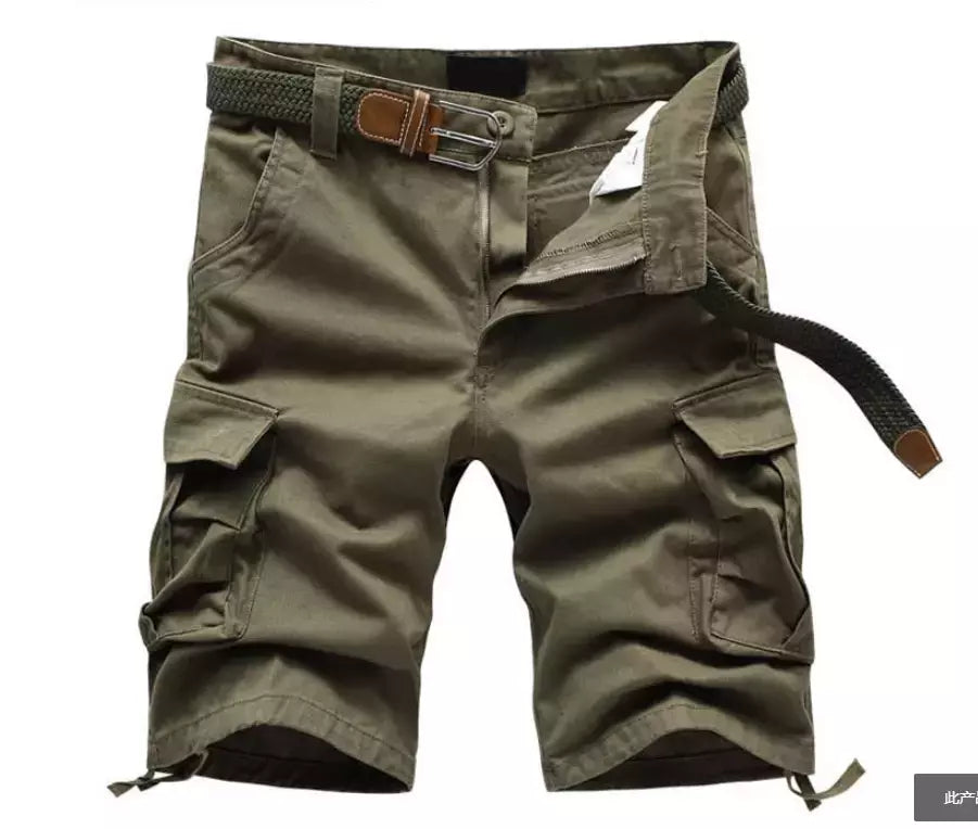 Shorts de praia xadrez casual masculino, calça curta militar, bermuda masculina, macacão de carga, sem cinto, moda, verão, 2024