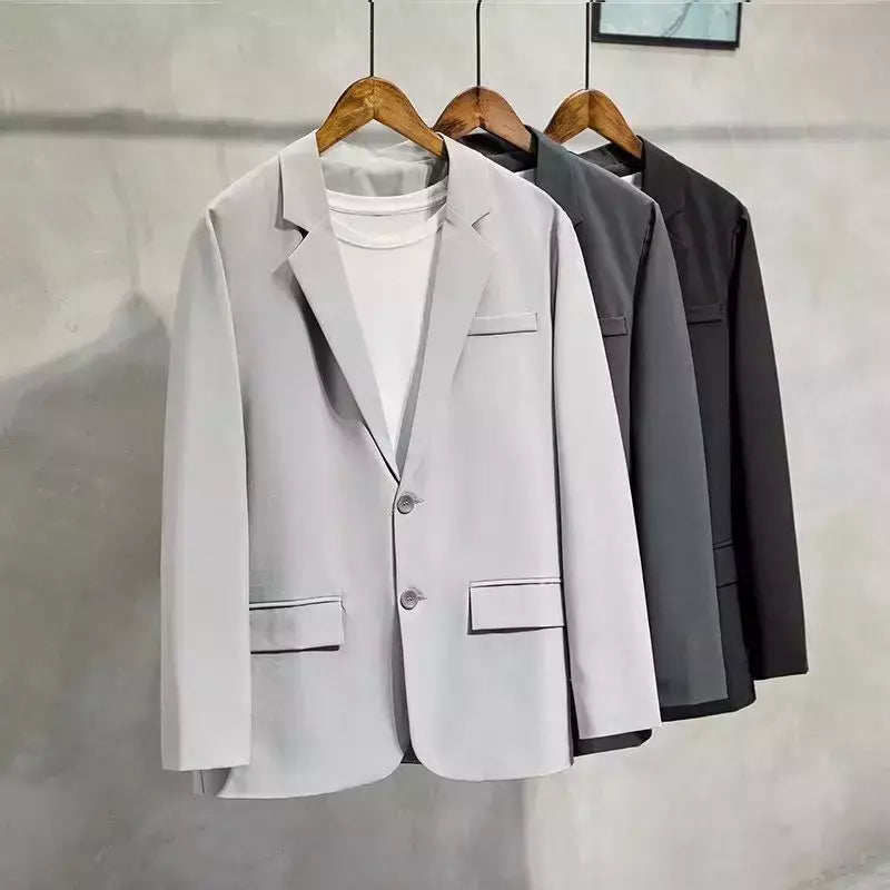 Blazer fino de negócios masculino, roupas estilo coreano, casaco casual, terno elegante, jaquetas marrons, de alta qualidade, 2024