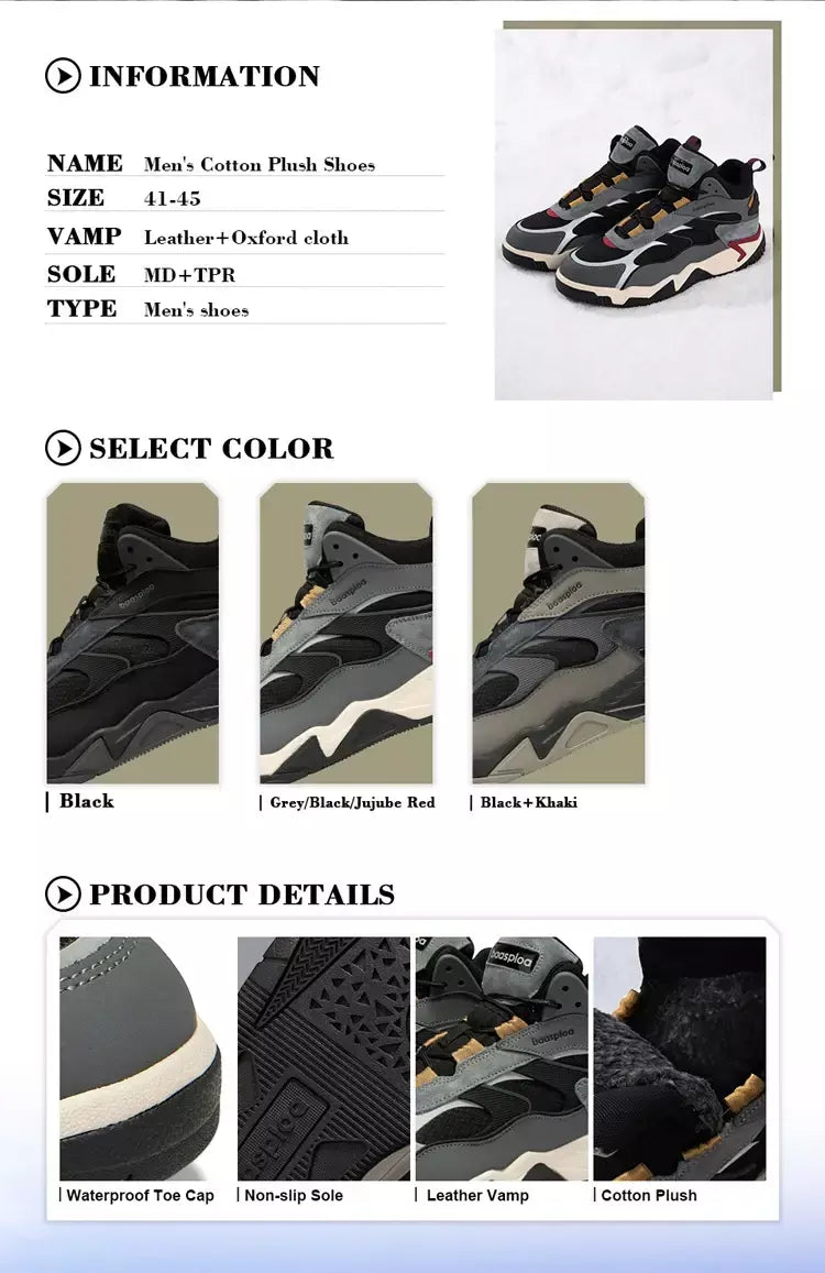 Baasploa inverno homens tênis de couro moda casual à prova dwaterproof água sapatos esportivos para homem de pelúcia quente masculino tênis antiderrapante ao ar livre