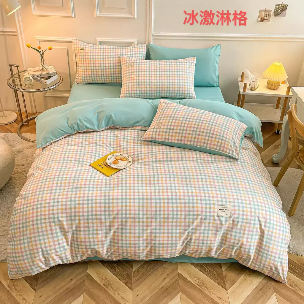 Microfibra Duvet Cover Set, escovado tecido de algodão lavado, manta Quilt, lençol, cama Set, Duplo, Rainha, Rei, 3 pcs, 4pcs