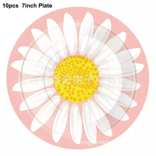 Toalha De Mesa De Flor De Daisy Descartável, Tampa De Mesa De Plástico, Decorações De Festa De Aniversário, Chuveiro De Bebê, Suprimentos De Casamento, Meninas