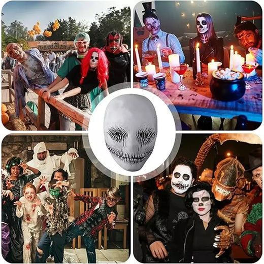 Máscara de demônio de material de látex, máscara de festa de dramatização de halloween, sorriso fino, cocar de terror, adereços de brincadeira, decoração de festival de halloween