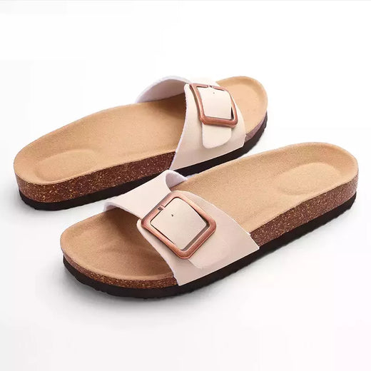 Chinelos Antiderrapantes Kidmi-Camurça para Homens e Mulheres, Mulas Clássicas de Cortiça, Sandálias Fivela Ajustável, Moda Exterior