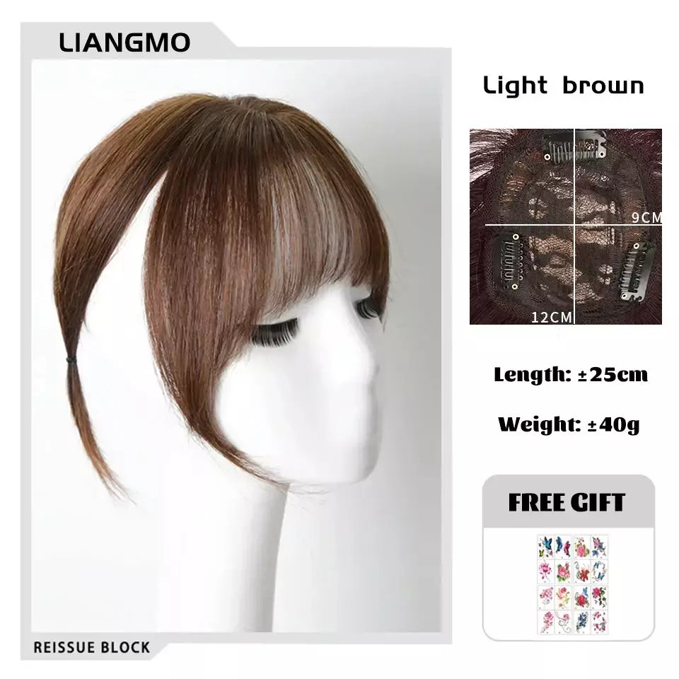 Lm fino 3d ar franja de cabelo em linha reta puro franja clipe em extensões de cabelo topper franja 3d invisível sem costura cabeça peruca de cabelo