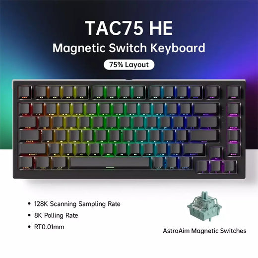 Akko tac75 he teclado de interruptor magnético 75% teclados para jogos gatilho rápido 0.005mm 8k rgb com fio esports teclado personalizado para gamer