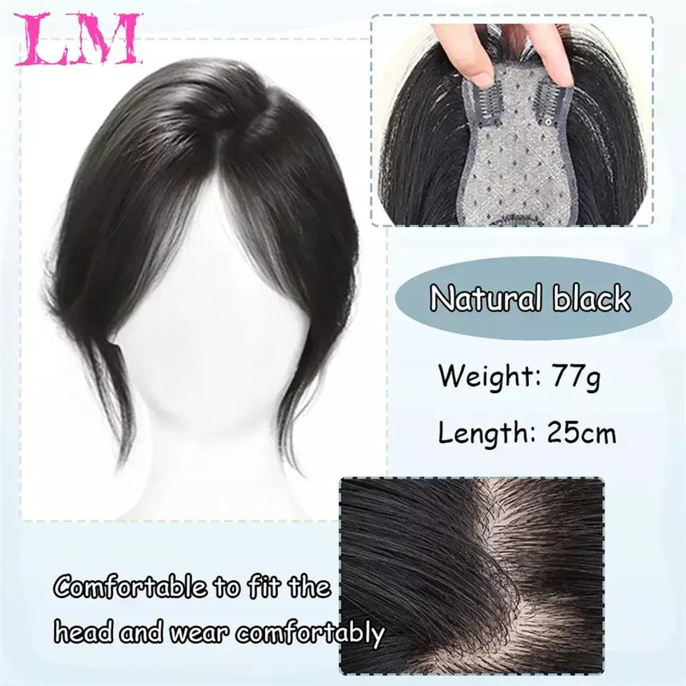 Lm fino 3d ar franja de cabelo em linha reta puro franja clipe em extensões de cabelo topper franja 3d invisível sem costura cabeça peruca de cabelo
