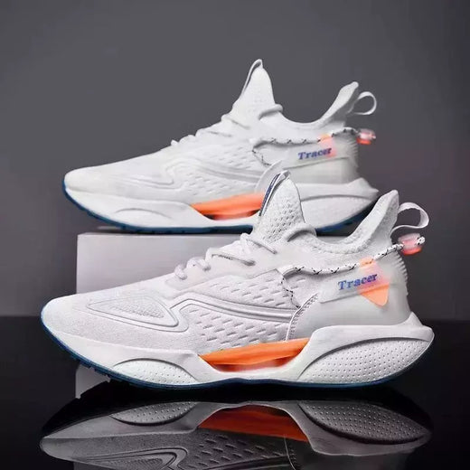 Tênis de corrida casual masculino, tênis ao ar livre, calçados esportivos da moda, malha respirável, amortecimento, calçado de basquete