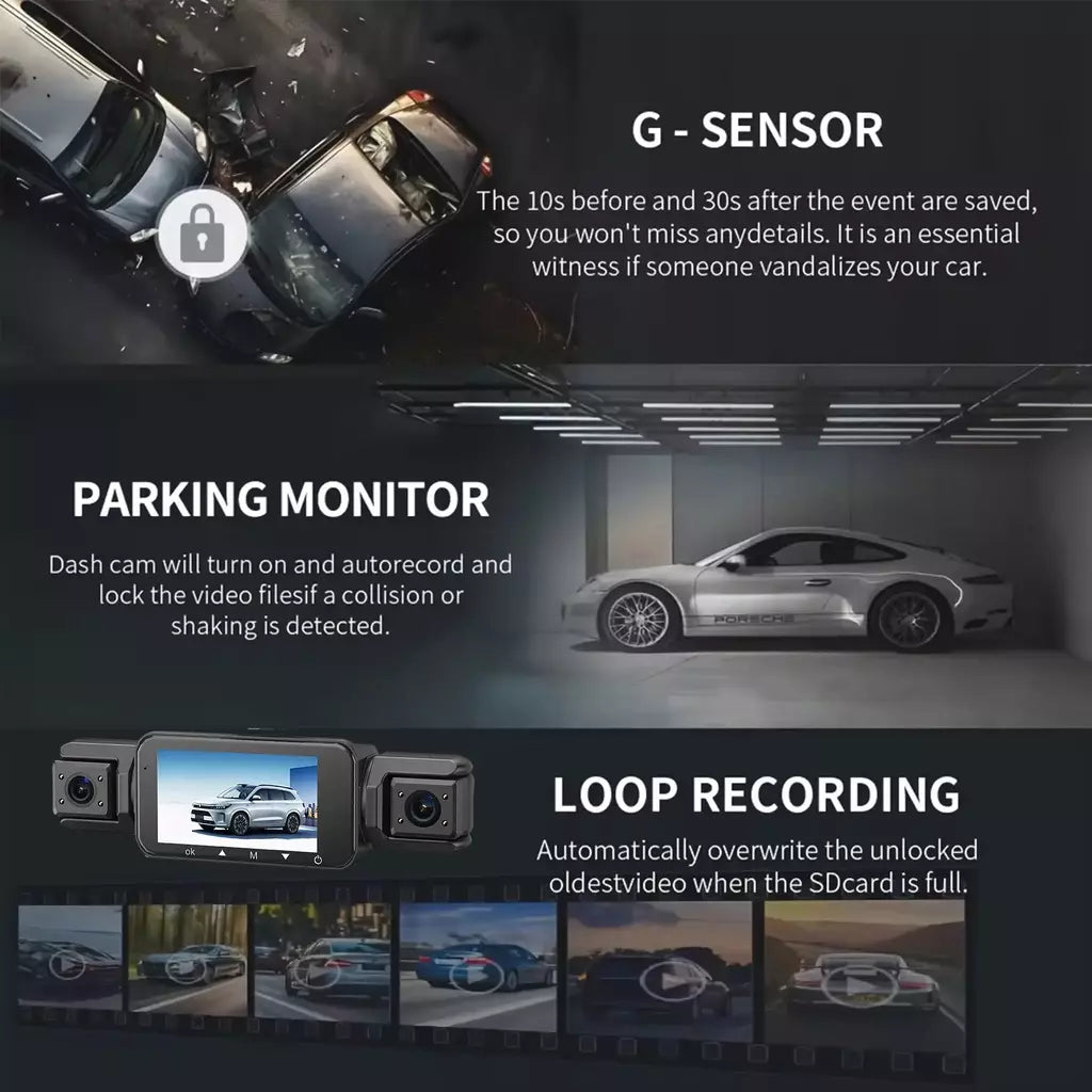 Dashcam para carros 4 canais caixa preta wifi câmera de condução fhd 1080p visão noturna gravação em loop adicionar kit de fio rígido acessórios do carro