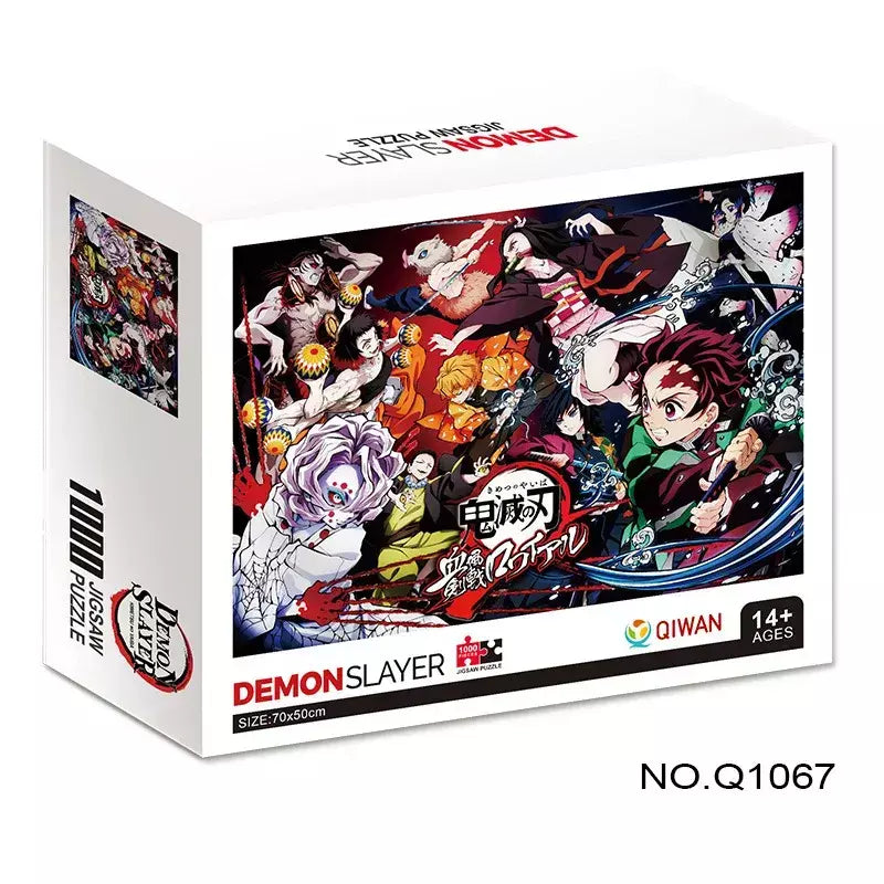 500/1000 peças quebra-cabeças para adultos demon slayer anime japonês série kimetsu dos desenhos animados crianças brinquedos educativos iluminar presentes