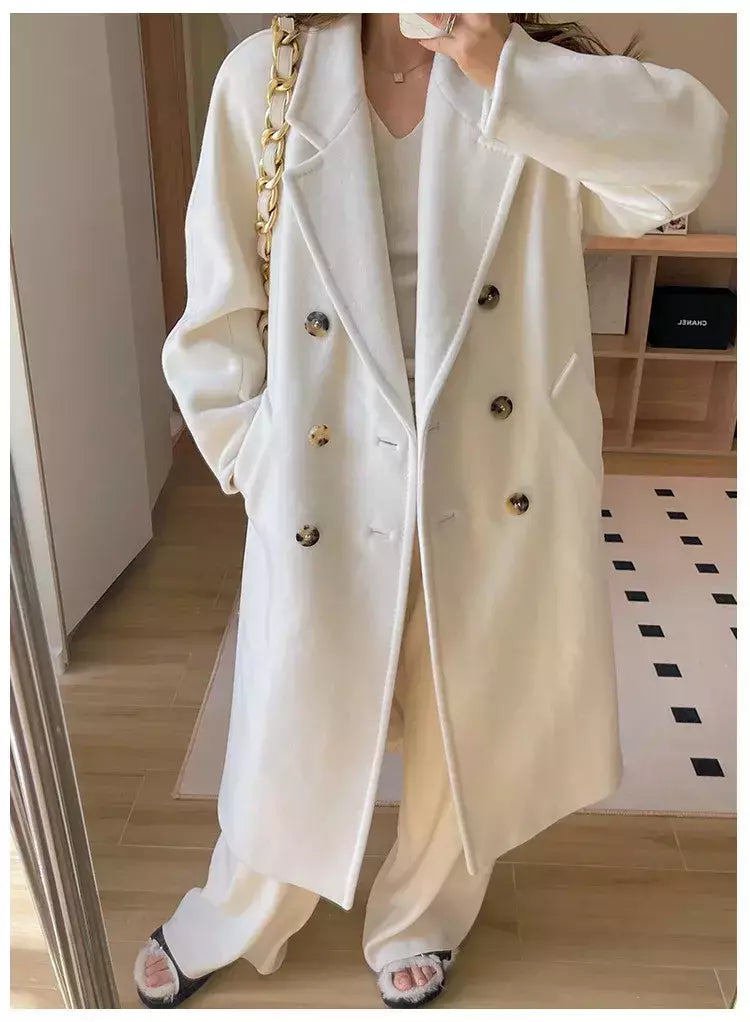 Casaco de Cashmere Camel Classic, casaco de lã de comprimento médio, novo, 101801, outono e inverno