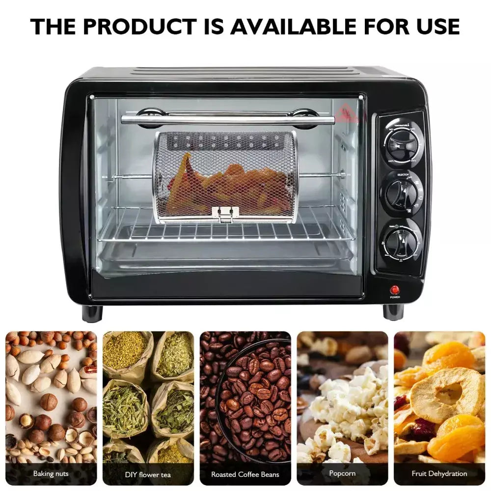 Gaiola para grelhar de cozinha, forno rotativo, cesta de manutenção fresca para assar, churrasco, acampamento ao ar livre, rack de churrasco reutilizável