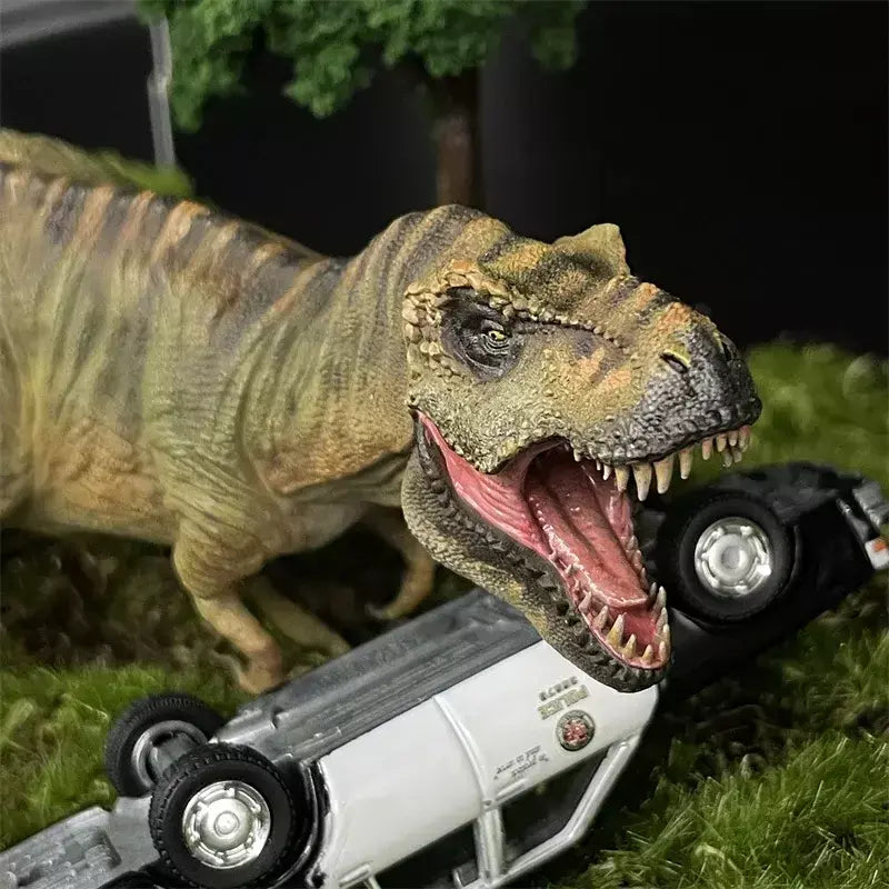 Resina Modelo do Mundo Jurássico, Parque dos Dinossauros, Ranger Homem, Mulher e Criança Figuras, Diecast Alloy Car, Cena em Miniatura Dioramas, Escala 1:64