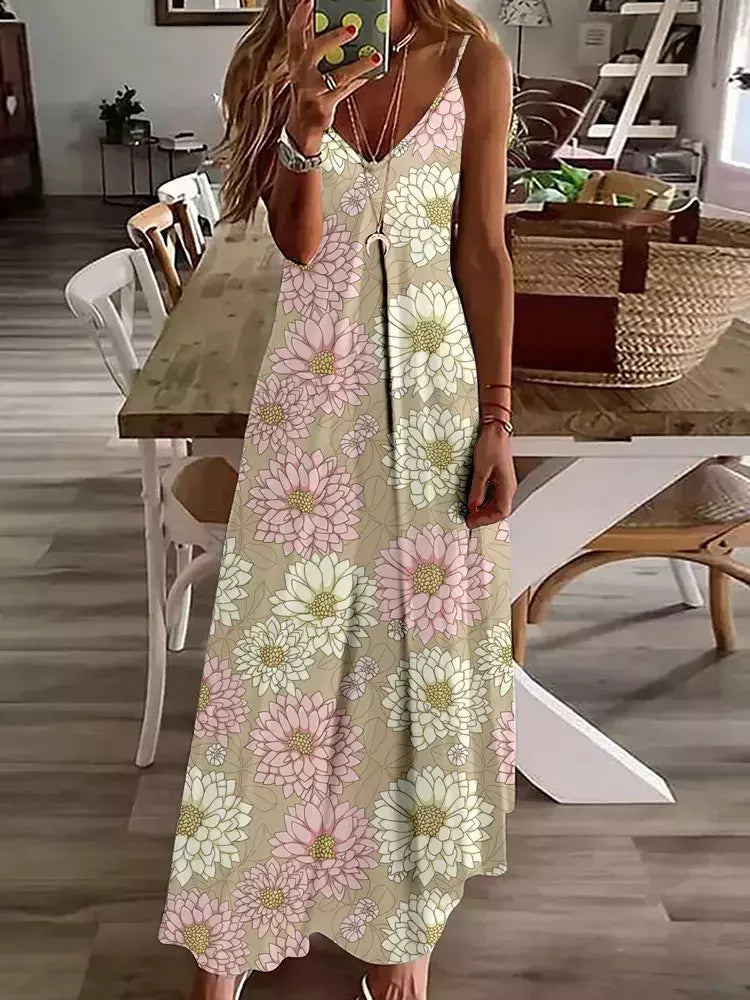 Vestido de cabeçada com estampa floral elegante feminino, casual roupas de praia, plus size, férias, Havaí, novo, 2024