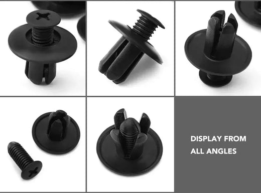 300/50 pçs 8mm fixadores de plástico parafusos universal pára-choques do carro rebites pretos fixador do carro push pin clipes acessórios automóveis