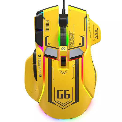 Mouse para jogos G6 com fio 128000 DPI ChipA826 RGB Design ergonômico macro programável superior para jogos e trabalho
