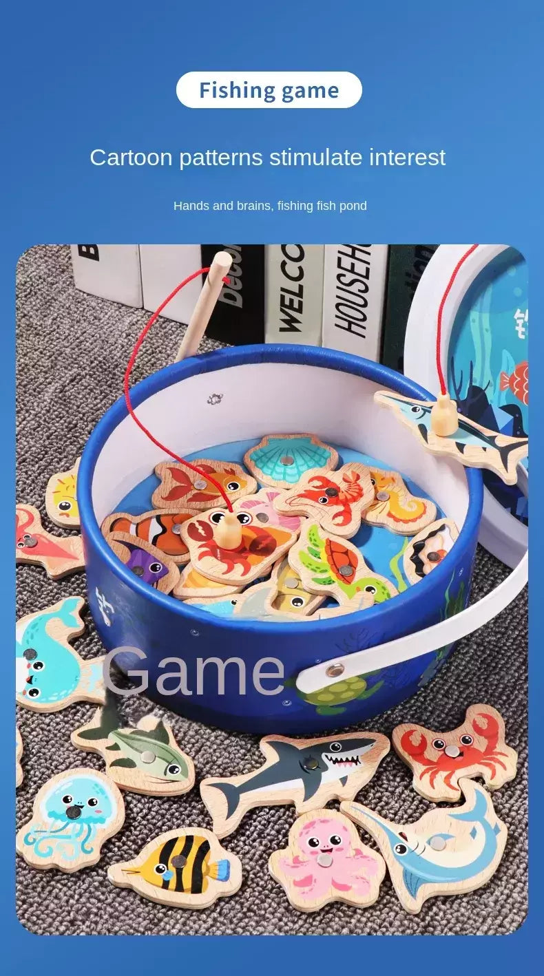 Montessori brinquedos de pesca para crianças, Desenhos animados, Vida marinha, Cognition Fish Games, Interativo pai-filho, Brinquedo educativo