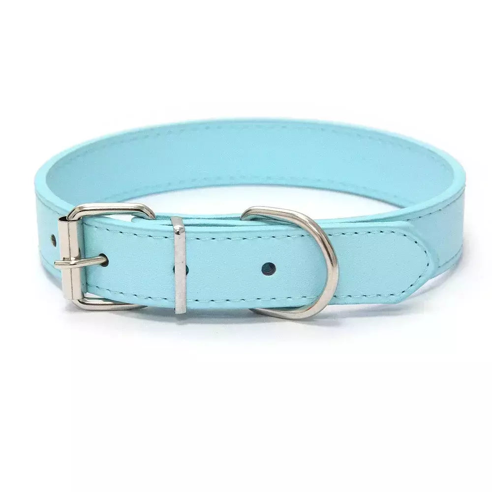 Coleira de couro para cachorro, cor sólida, ajustável, gato, filhote de cachorro, alça de pescoço, adequada para cães médios e pequenos, suprimentos para animais de estimação
