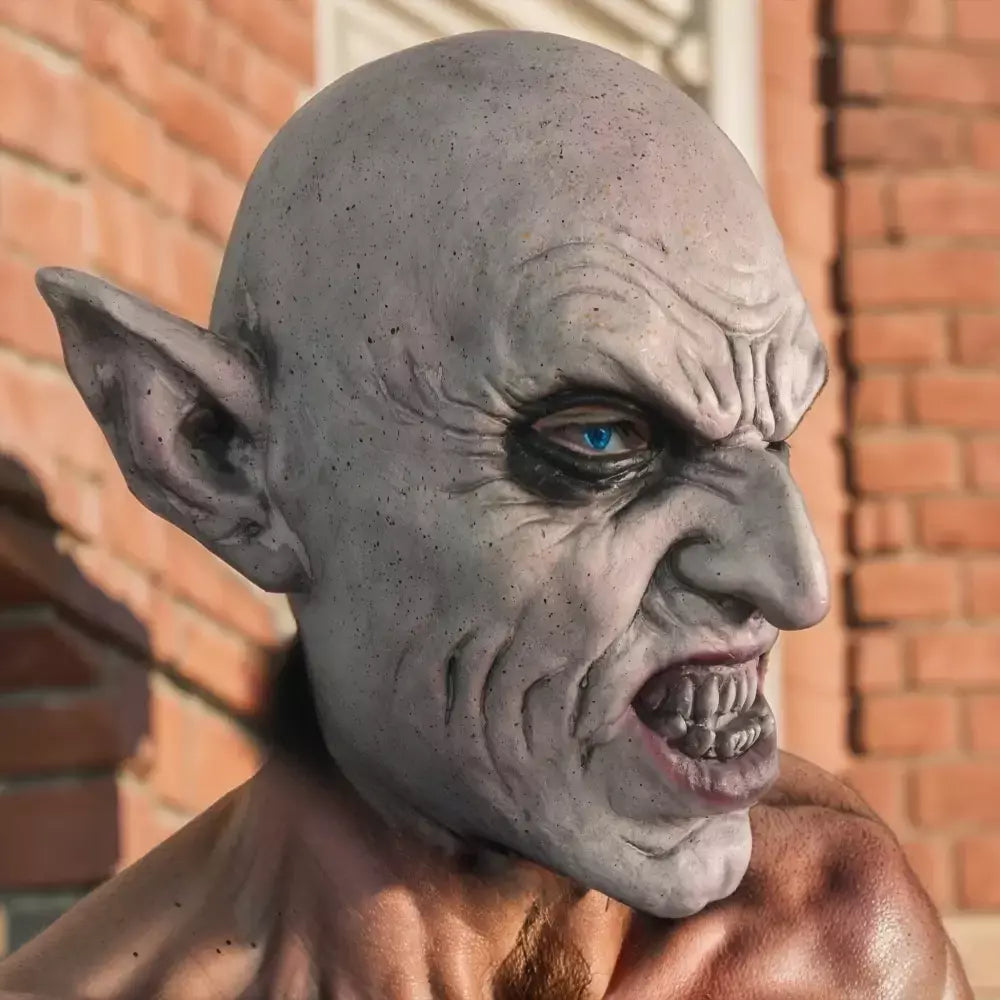 A máscara Nosferatu Máscara de vampiro cinza Halloween Dentes de vampiro Máscara de látex Adulto Tamanho único Máscara de fantasia de látex