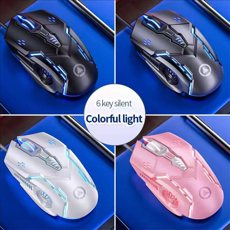 Mouse para jogos com fio RGB Mute Mause LED retroiluminado 3200dpi 6 botões G5 USB Mecânico Mause para PC Laptop Computador Gamer