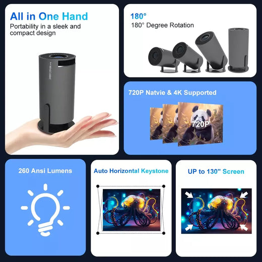 Projetor magcúbico android11 4k 1280*720p hy300 pro duplo wifi 290ansi 180 flexível bt5.0 cinema projetor portátil ao ar livre