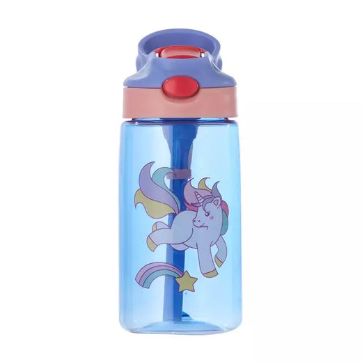 Bebê criativo dos desenhos animados alimentando copos com canudos, garrafas de água infantis, copos portáteis ao ar livre, à prova de vazamento, 480ml