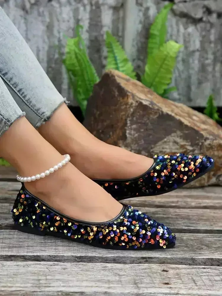 Apontou Toe Bling flats sapatos femininos, sapatos de caminhada casual, sandálias de primavera, marca de moda feminina, novo
