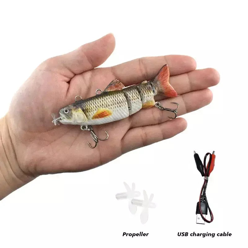 Isca de pesca robótica elétrica automática, isca multiarticulada automática de 4 segmentos, recarregável por usb, acessórios de pesca wobbler