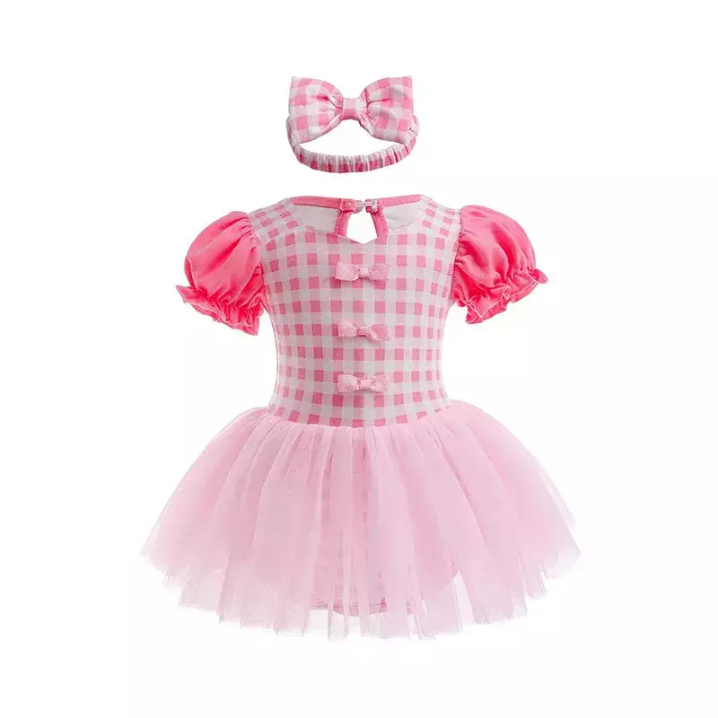 Baby Romper TUTU Vestido Com Headband Infantil Baby Princess Girl Roupas Tamanho 3-18M Cute Design Baby Dress Party Trajes
