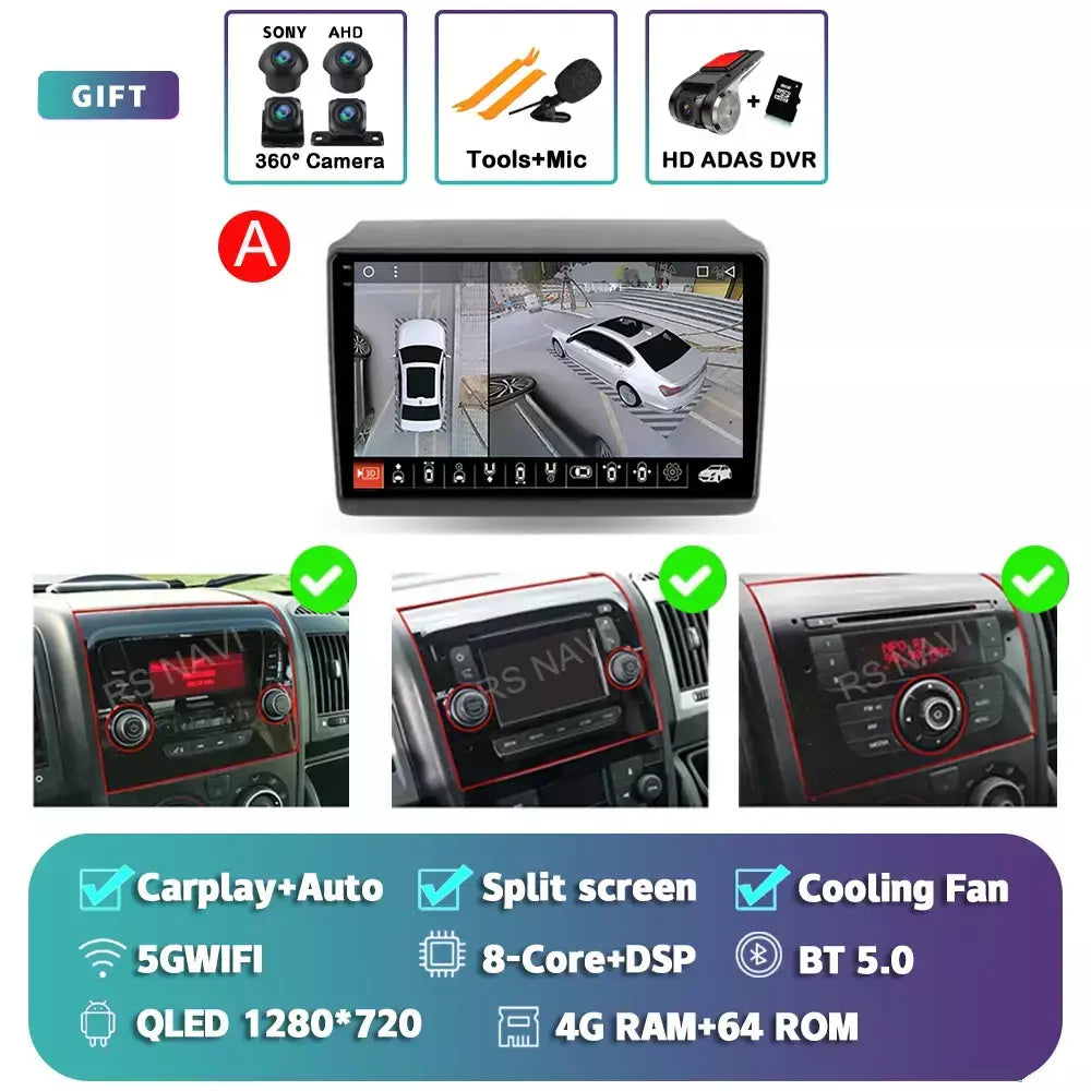Android 15 para fiat ducato peugeot boxer citroen jumper 2006-2022 2k qled android rádio do carro reprodutor multimídia estéreo gps carplay