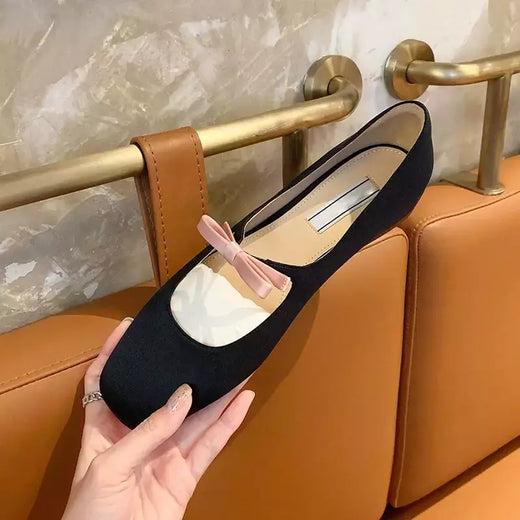 2023 luxo bowtie mary janes feminino dedo do pé quadrado brilhante couro & silk flats ballets femmes vermelho dança festa bola sapatos de casamento nupcial