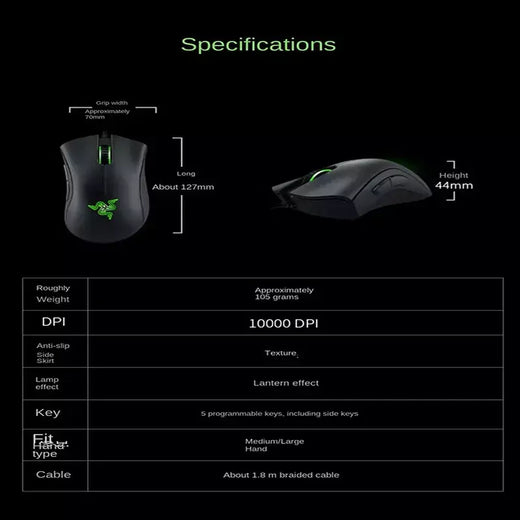 Mouse razerpuratory viper edição padrão 6400dpi com fio mouse para jogos marca mercadoria presente de aniversário presente de formatura atacado