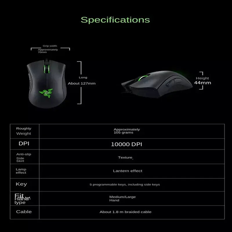 Mouse razerpuratory viper edição padrão 6400dpi com fio mouse para jogos marca mercadoria presente de aniversário presente de formatura atacado