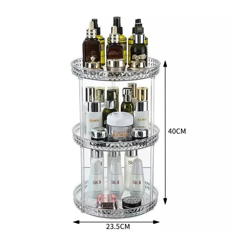 360 ° Rack giratório para cosméticos, prateleira para banheiro, grande capacidade, perfume, aromaterapia, cuidados com a pele, organizador de armazenamento de produtos